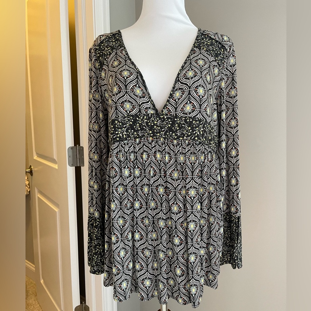 Free People Black and White Patterned Top